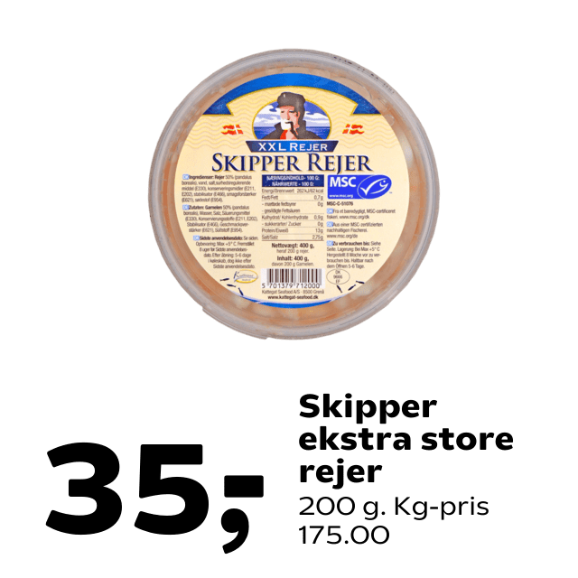 Skipper ekstra store rejer