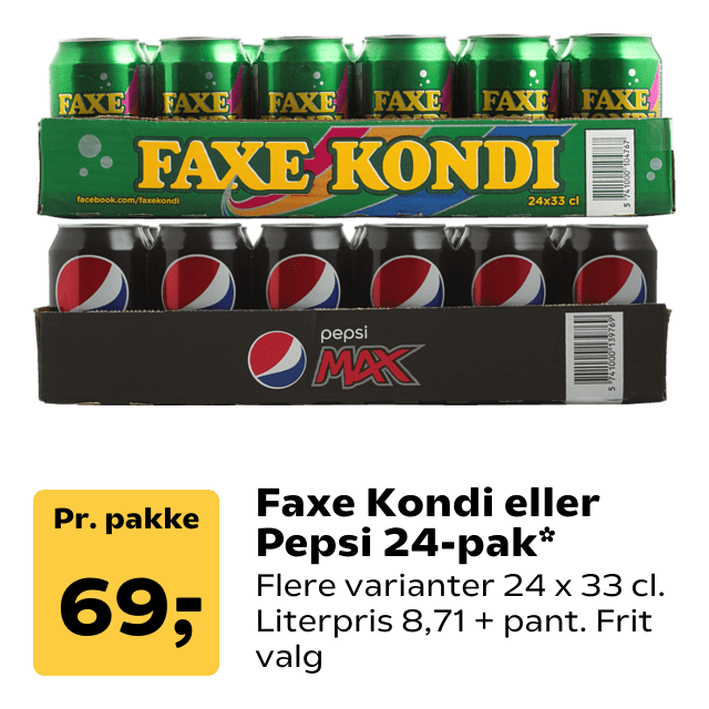 Faxe Kondi eller Pepsi 24-pak