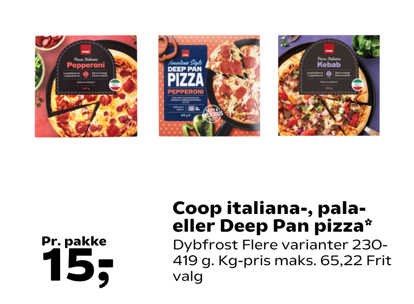 Coop italiana-, pala- eller Deep Pan pizza
