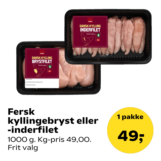 Fersk kyllingebryst eller -inderfilet