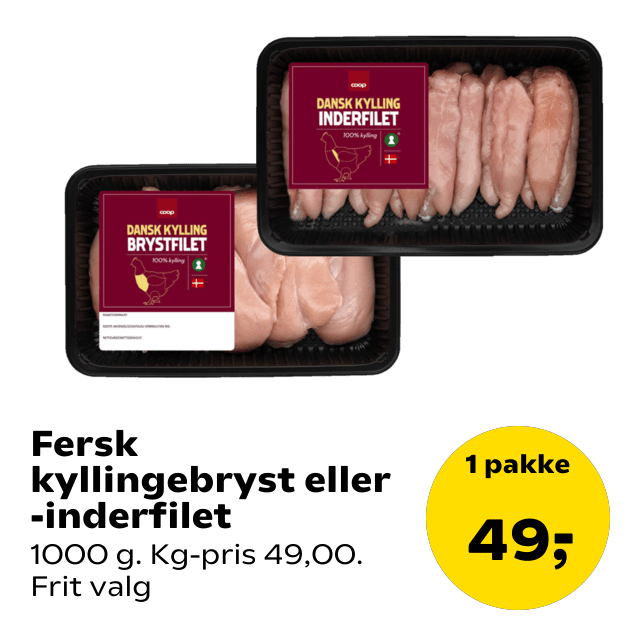 Fersk kyllingebryst eller -inderfilet