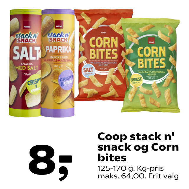 Coop stack n' snack og Corn bites