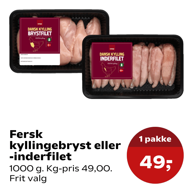 Fersk kyllingebryst eller -inderfilet