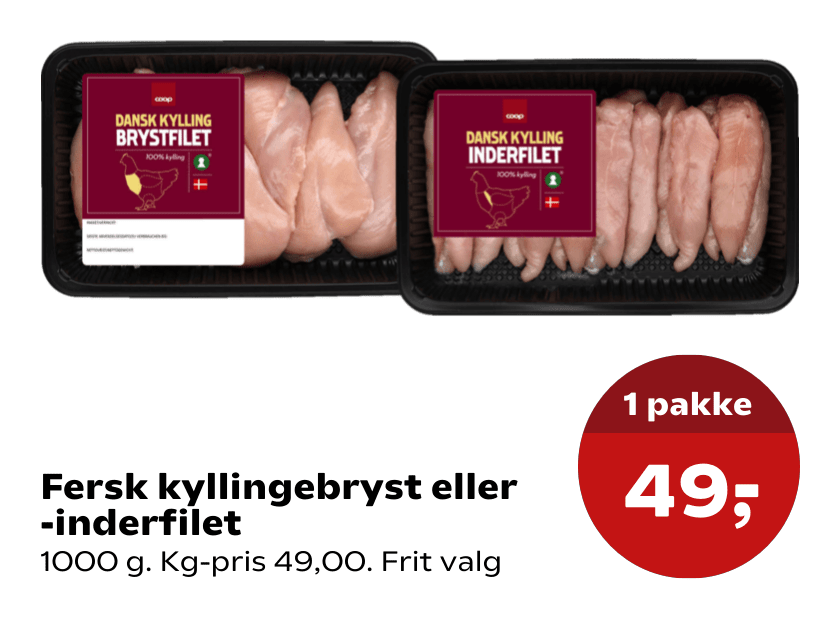 Fersk kyllingebryst eller -inderfilet