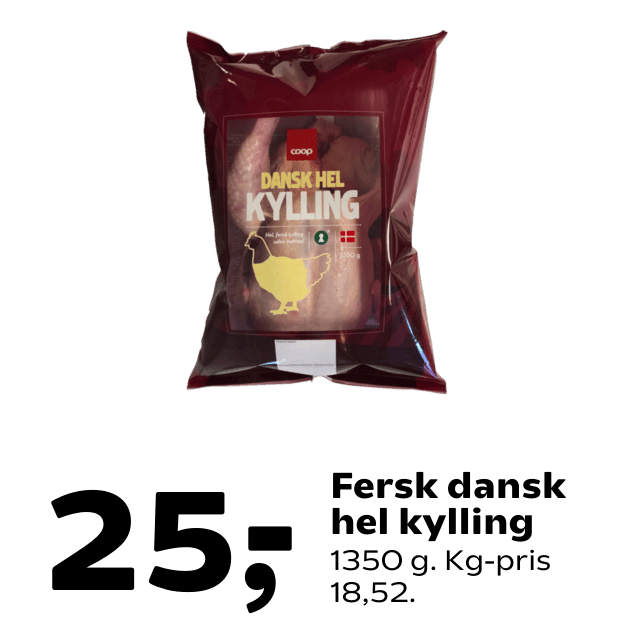 Fersk dansk hel kylling