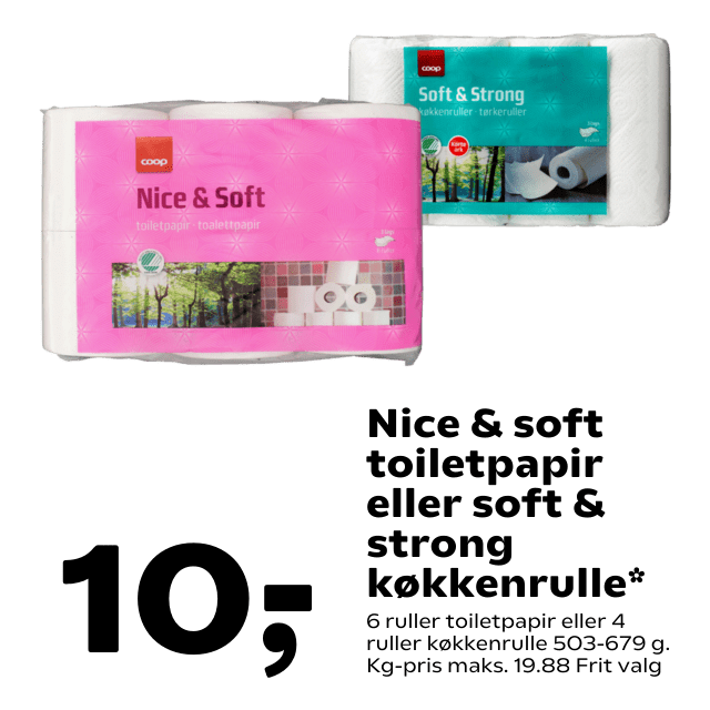 Nice & soft toiletpapir eller soft & strong kÃÂ¸kkenrulle