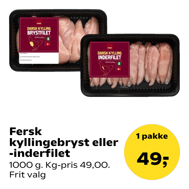 Fersk kyllingebryst eller -inderfilet