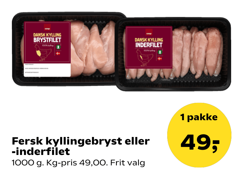 Fersk kyllingebryst eller -inderfilet
