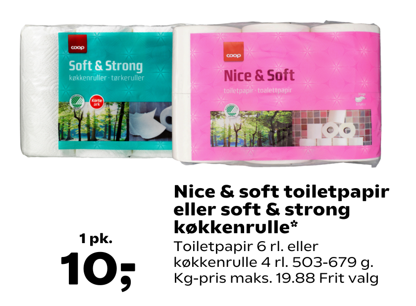 Nice & soft toiletpapir eller soft & strong køkkenrulle