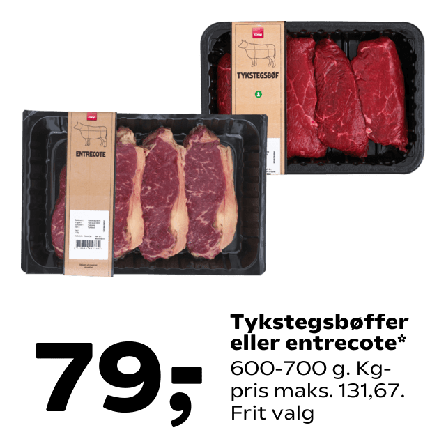 TykstegsbÃÂ¸ffer eller entrecote