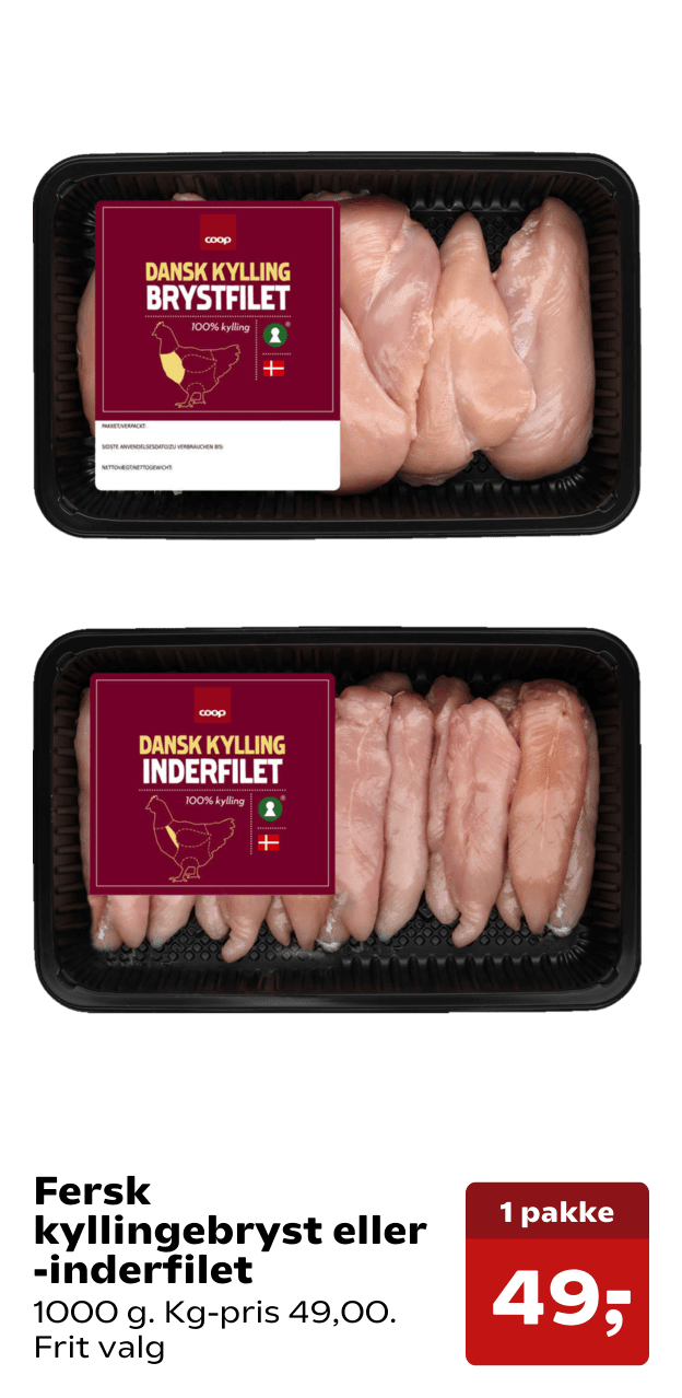 Fersk kyllingebryst eller -inderfilet