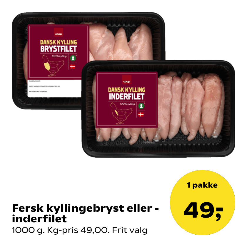 Fersk kyllingebryst eller -inderfilet