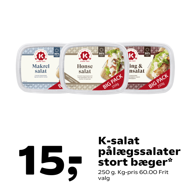 K-salat pÃÂ¥lÃÂ¦gssalater stort bÃÂ¦ger