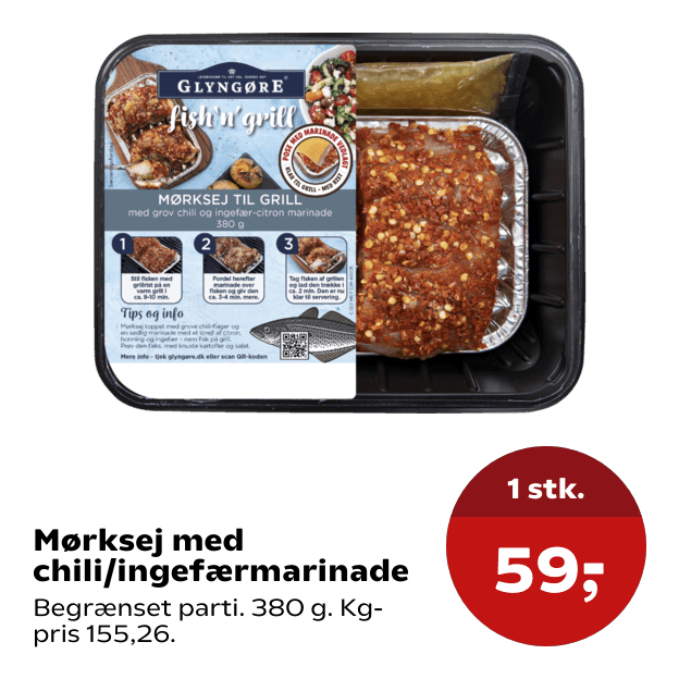 Mørksej med chili/ingefærmarinade