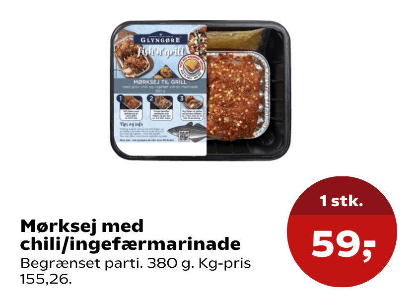 Mørksej med chili/ingefærmarinade