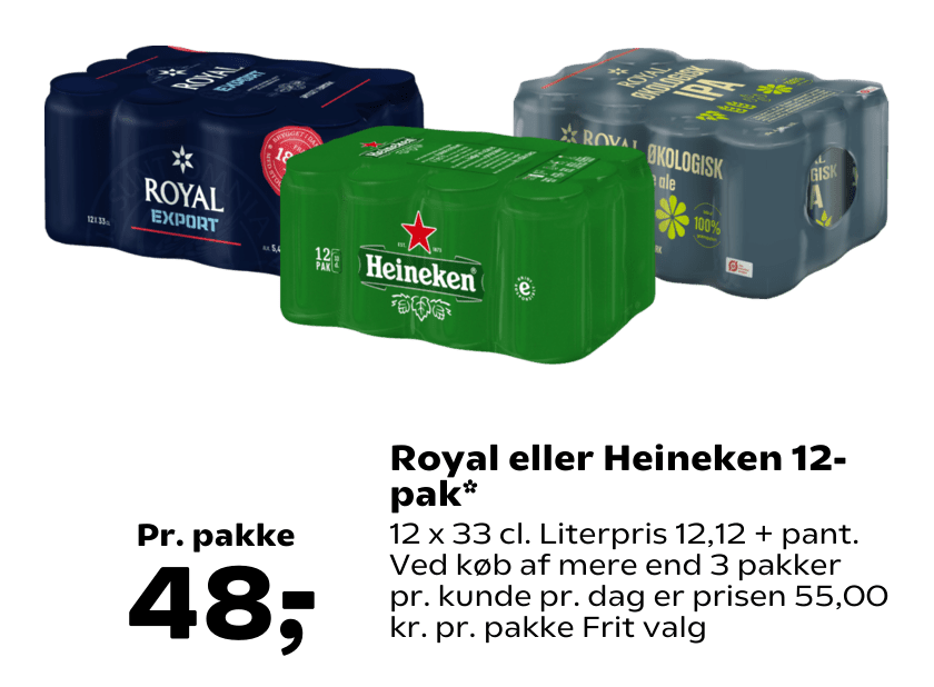 Royal eller Heineken 12-pak