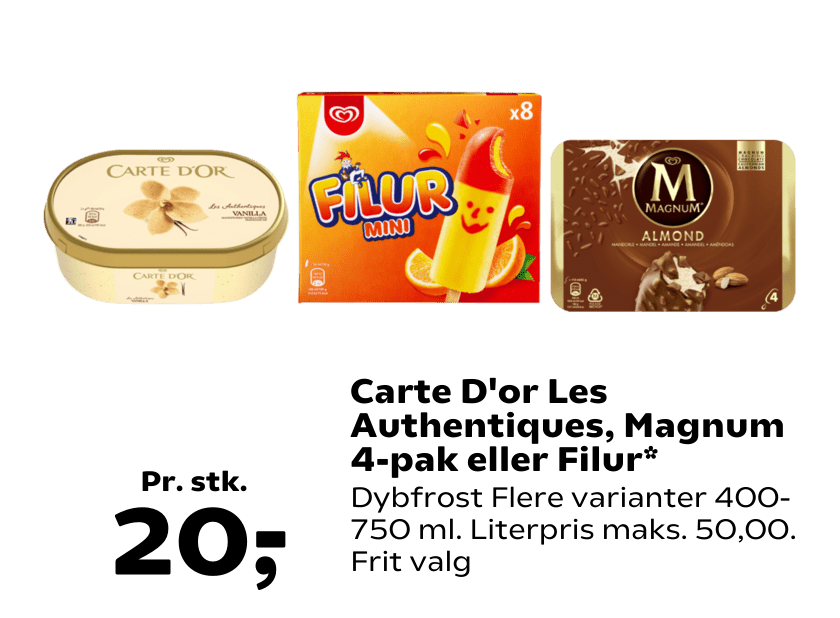 Carte D'or Les Authentiques, Magnum 4-pak eller Filur