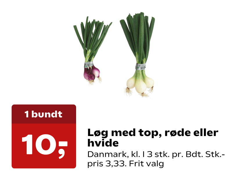 Løg med top, røde eller hvide