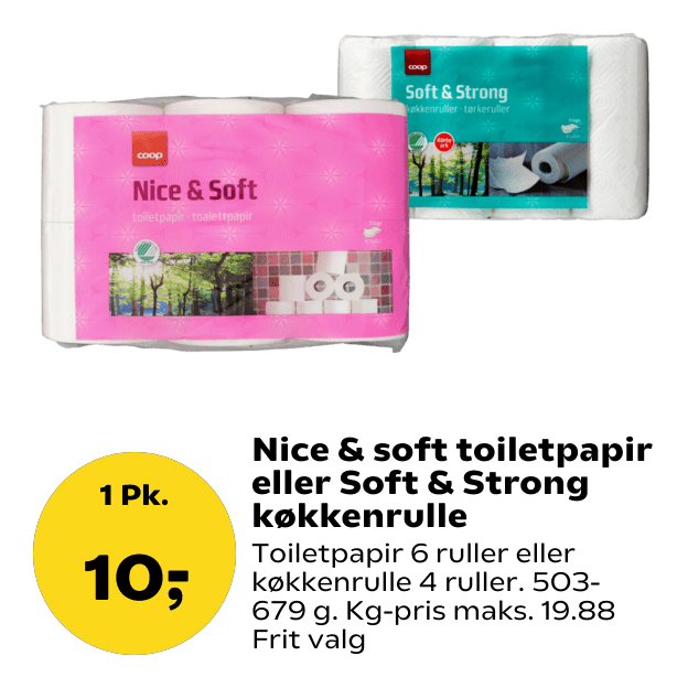Nice & soft toiletpapir eller Soft & Strong køkkenrulle