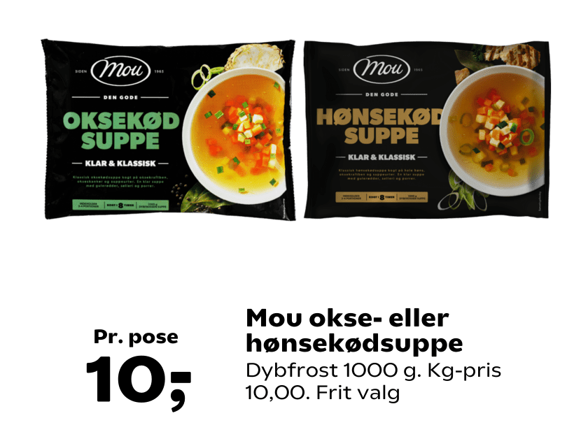 Mou okse- eller hønsekødsuppe