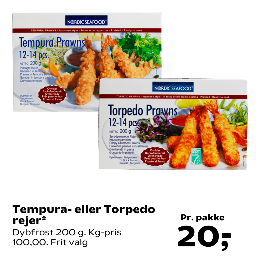 Tempura- eller Torpedo rejer