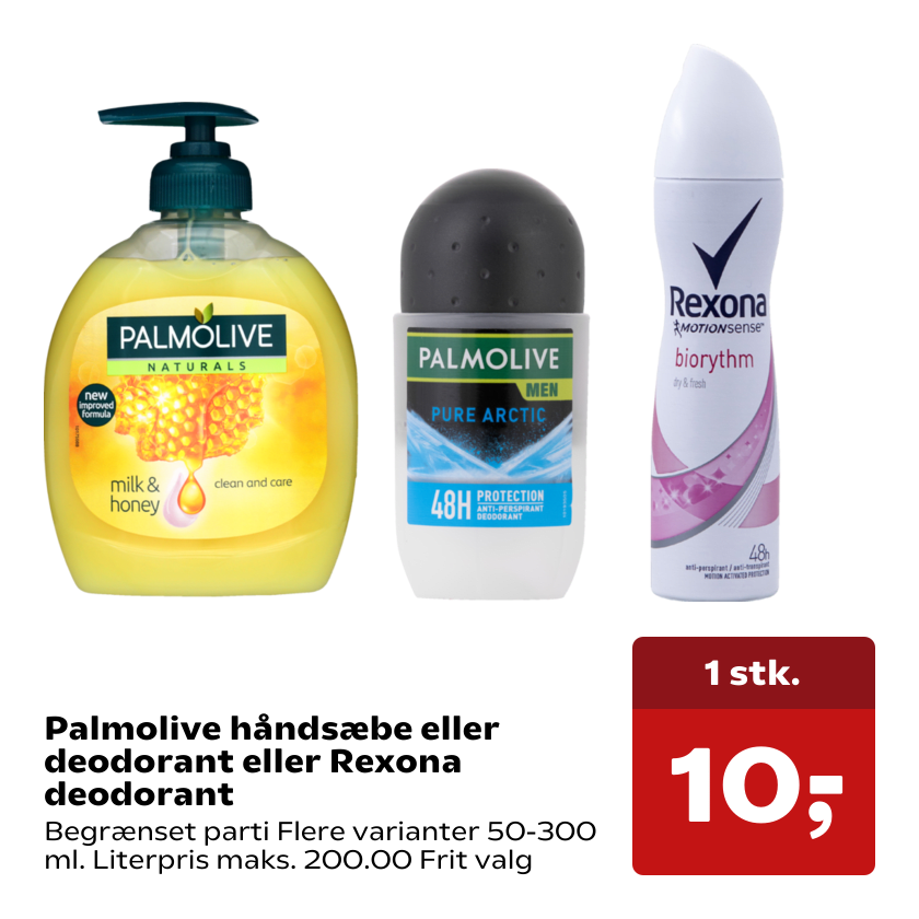 Palmolive håndsæbe eller deodorant eller Rexona deodorant