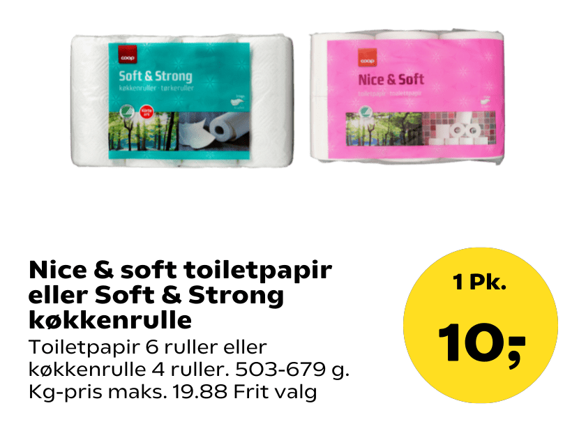 Nice & soft toiletpapir eller Soft & Strong køkkenrulle