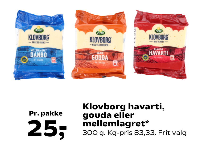 Klovborg havarti, gouda eller mellemlagret
