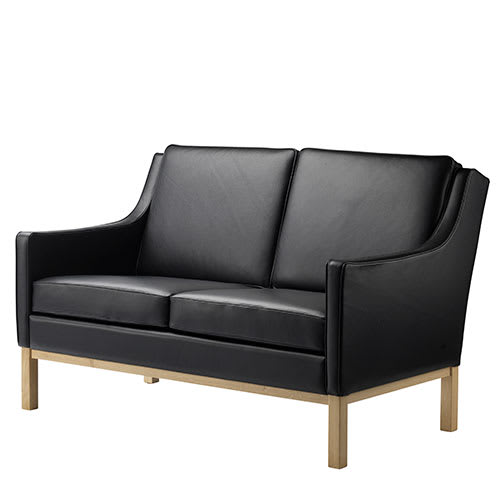 FDB Møbler, Erik Wørts 2 pers. sofa - L601-2 - Eg/sort læder Billede af FDB Møbler, Erik Wørts 2 pers. sofa - L601-2 - Eg/sort læder