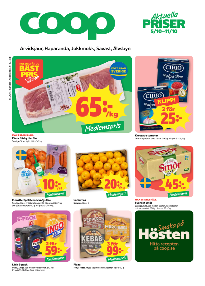 Illustration, Coops reklamblad, bäst pris som medlem. Billiga varor och veckans klipp.