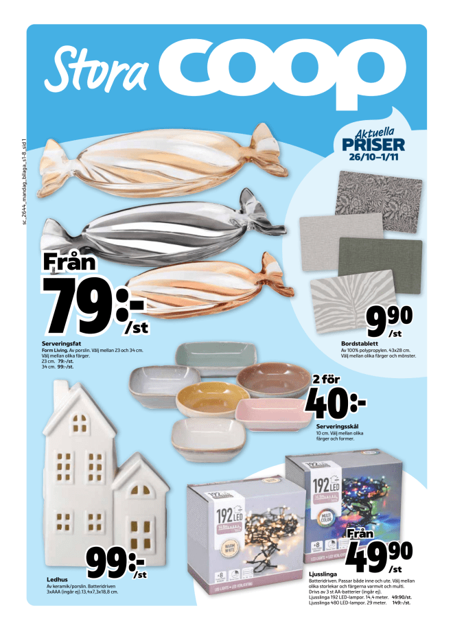 Illustration, Coops reklamblad, bäst pris som medlem. Billiga varor och veckans klipp.