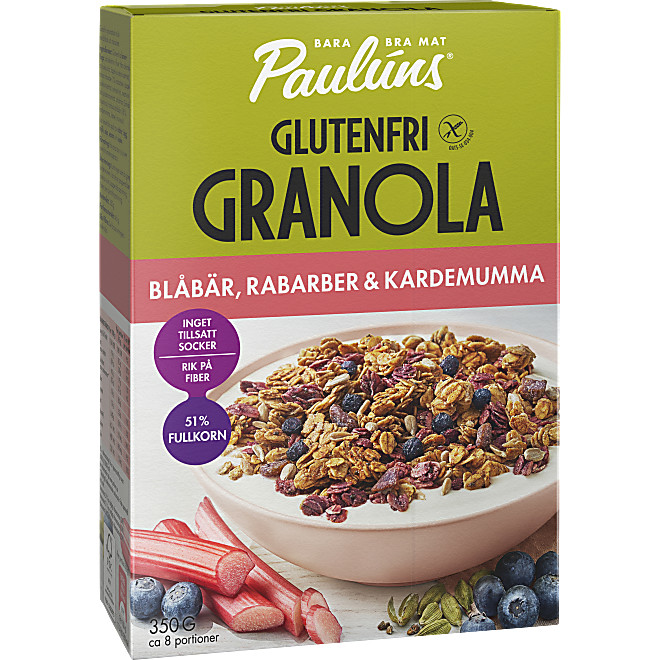 Glutenfri Granola Blåbär, rabarber & kardemumma - Coop