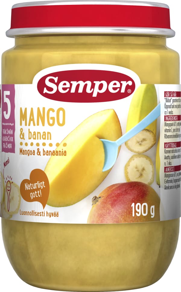 Puré Mango & banan 5 Mån