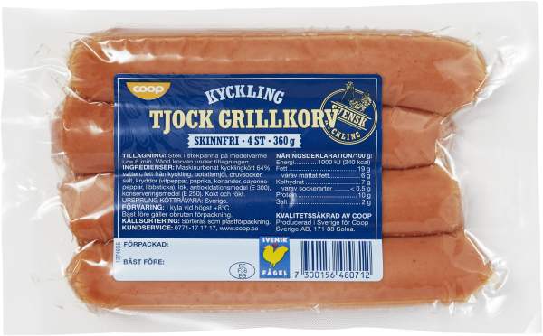 Grillkorv Kyckling Tjock