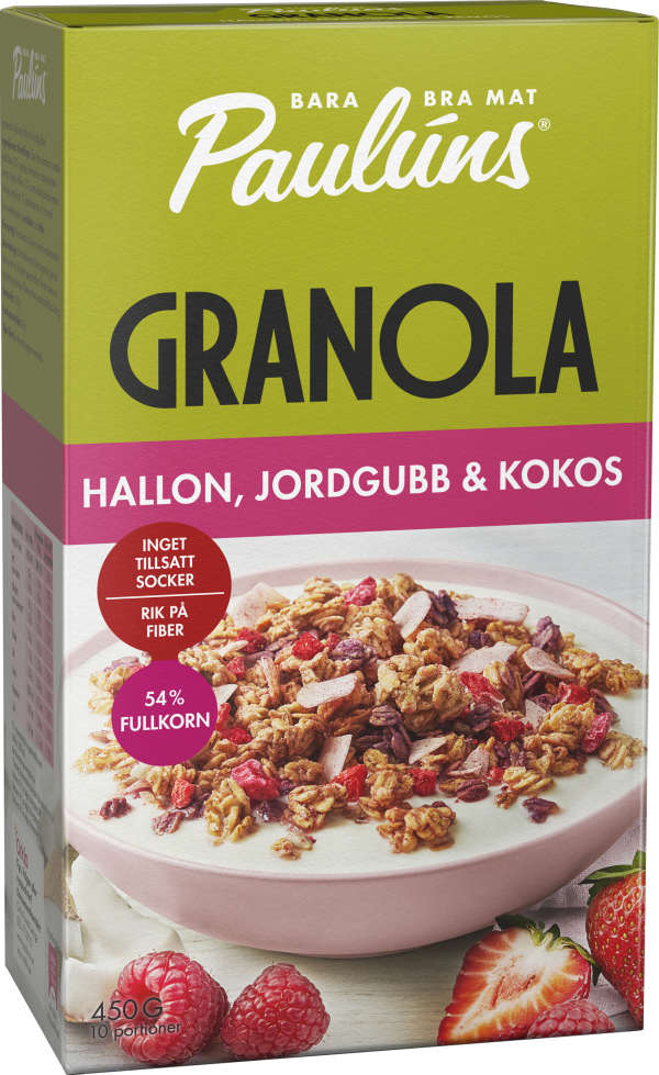 Granola Hallon, Jordgubb & Kokos