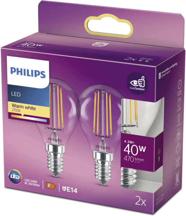 LED-lampa Klot 40W E14 2-pack