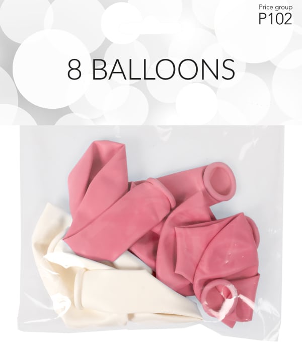 Ballonger Rosa & Vita 8-pack