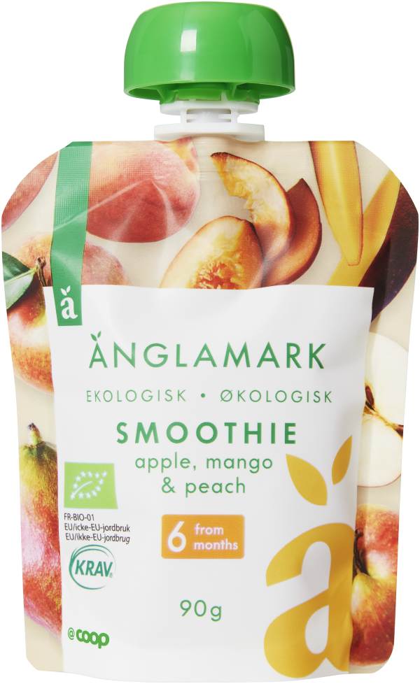 Smoothie Äpple, mango & persika 6 Mån Eko