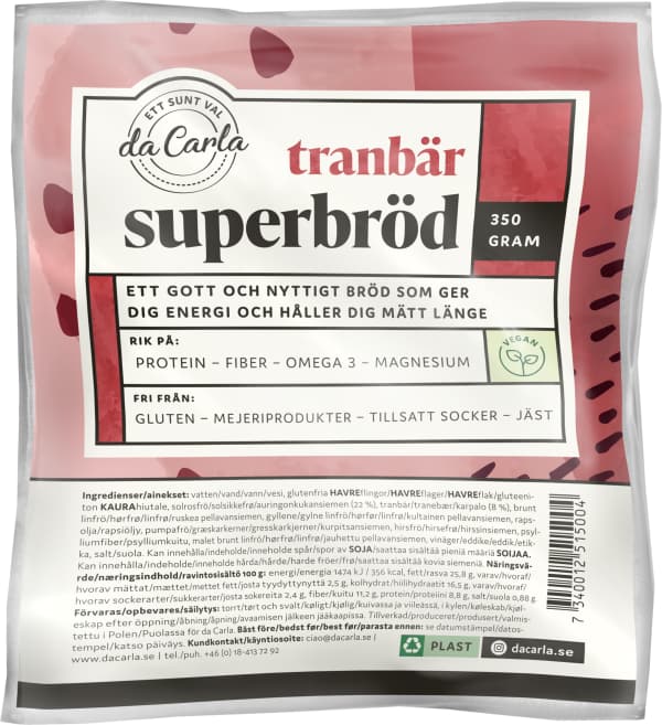Glutenfri Superbröd Tranbär