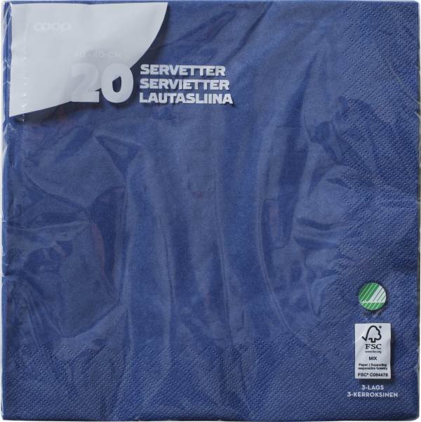 Servetter Blå 40cm 20-pack