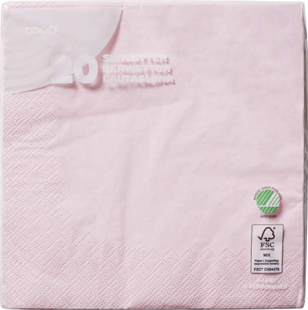 Servetter Rosa 33cm 20-pack