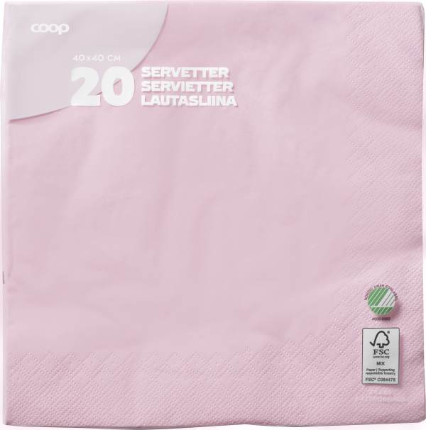 Servetter Rosa 40cm 20-pack