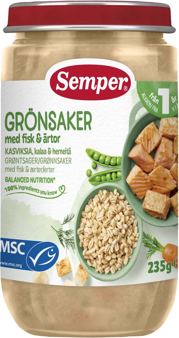 Barnmat Grönsaker med fisk & ärtor 12 Mån