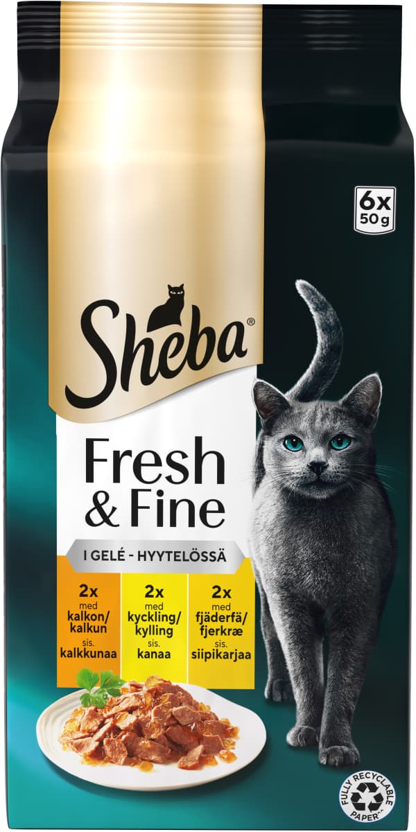 Kattmat Fresh & fine Fågel i gelé 6-pack