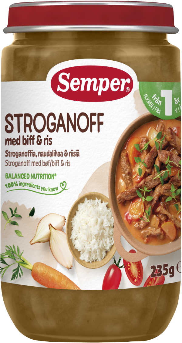 Barnmat Stroganoff biff 12 Mån