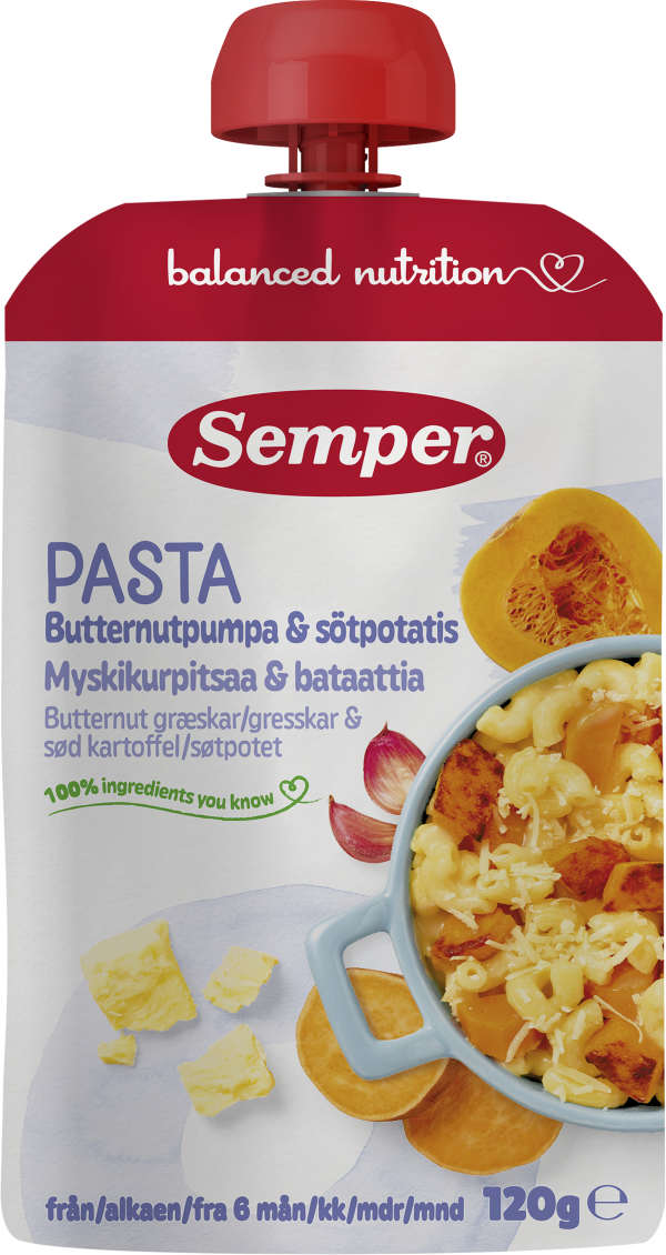 Pasta Butternutpumpa & sötpotatis 6 Mån