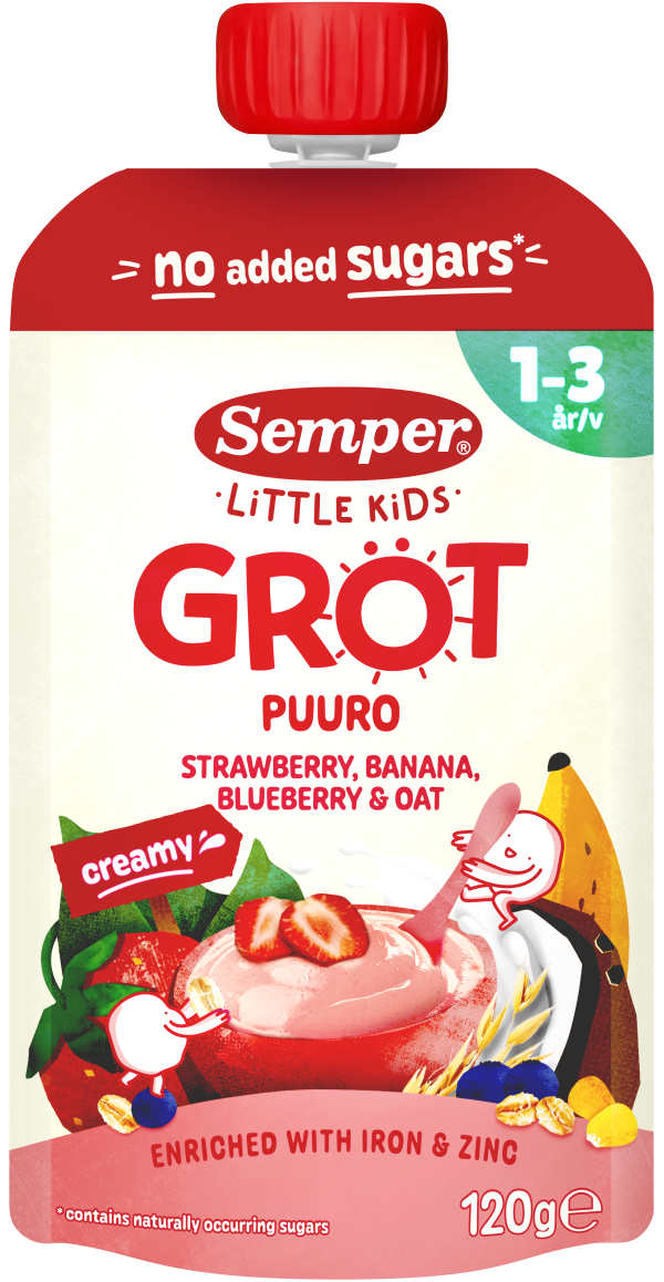 Grötklämmis Jordgubb, banan, blåbär & havre 1-3 år