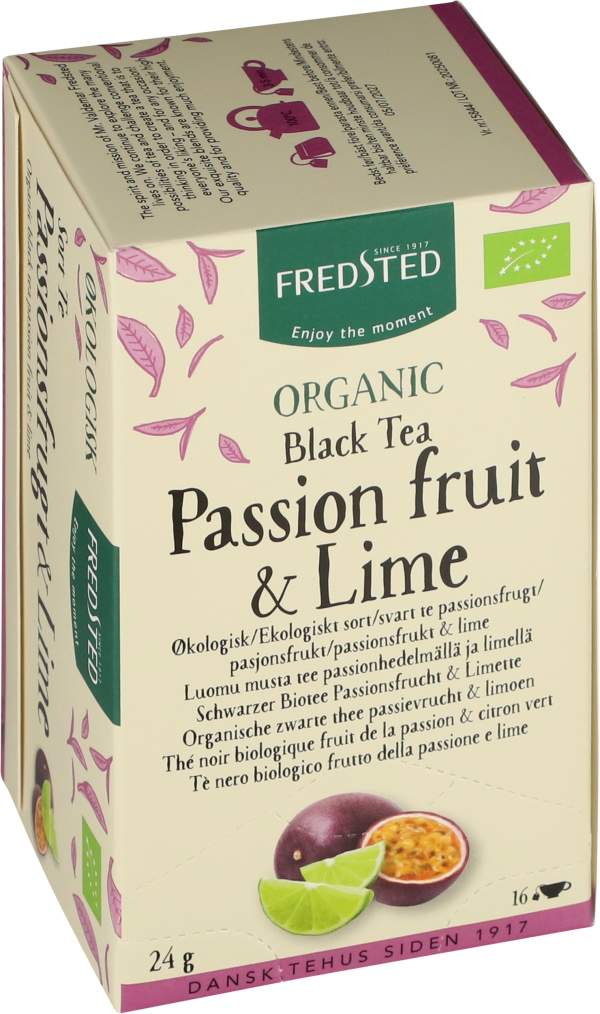 Svart te Passionsfrukt & lime 16-pack Eko
