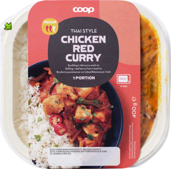 Kyckling i röd currysås med ris