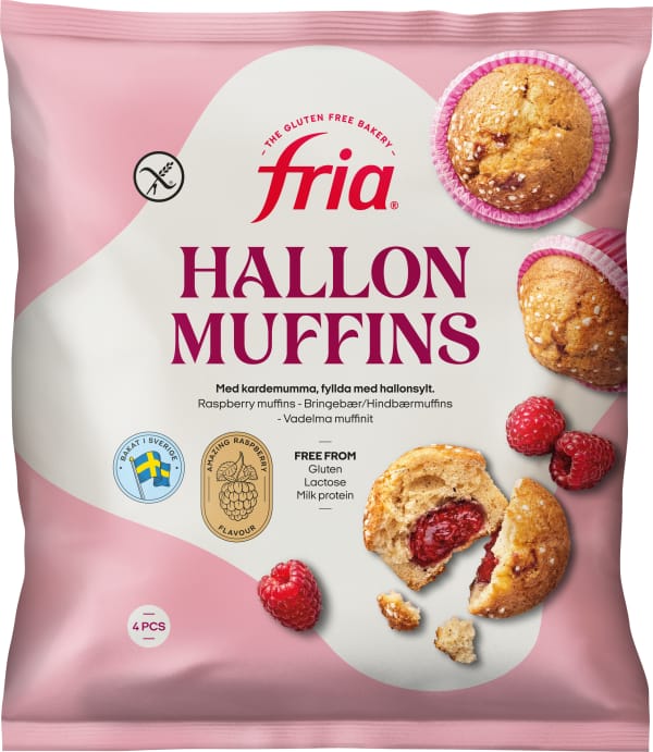Glutenfria Hallonmuffins 4-pack